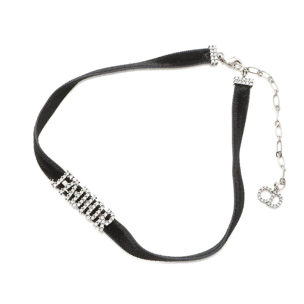 Dior JADIOR Rhinestone Choker Black Velour Rhinestone