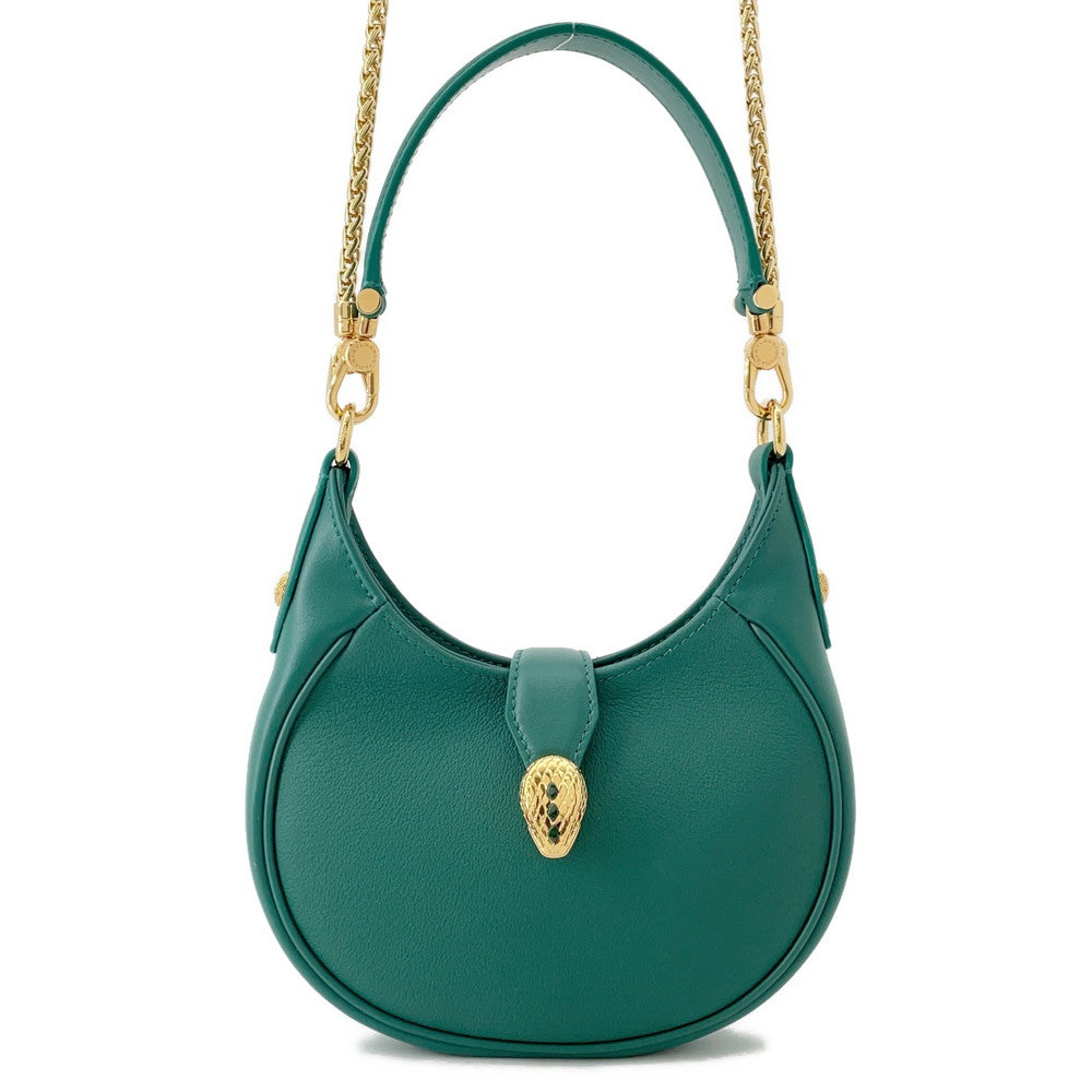 BVLGARI Serpenti Ellipse 2-way Shoulder Bag Emerald Green292582 Calf Leather