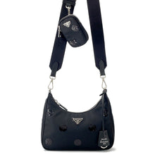 Load image into Gallery viewer, PRADA Shoulder Bag Re-Edition 2005 Re-Nylon Polka Dot Black1BH204 Nylon Sequins
