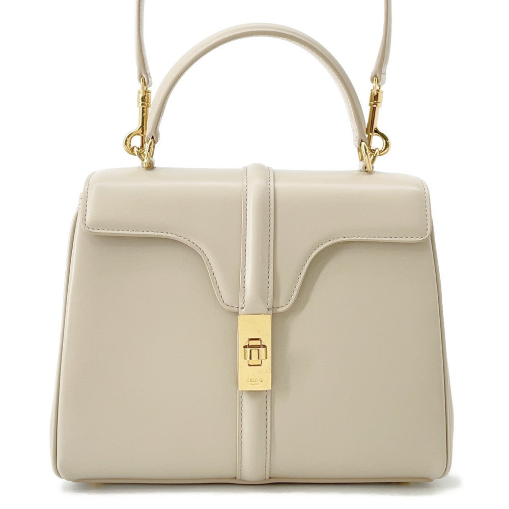 CELINE 16 Sèze Shoulder Bag Beige188003 Calf Leather Size Small