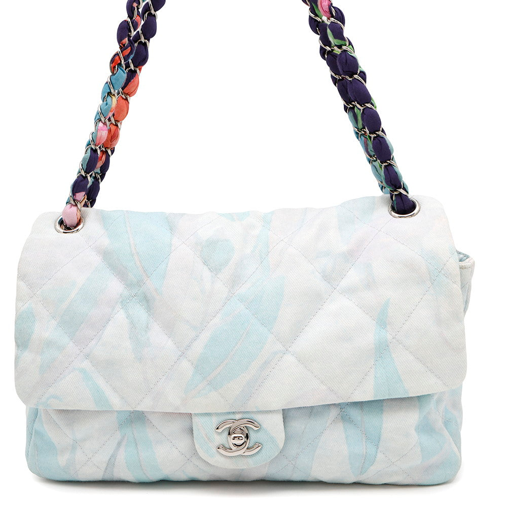 CHANEL Matelasse Jungle Jeans ChainShoulder Bag Light Blue/Multicolor Cotton Size 30