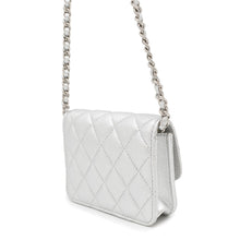 将图像加载到图库查看器中，CHANEL Star Motif Chain Card Case Silver Lambskin
