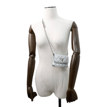 Load image into Gallery viewer, CHANEL Star Motif Chain Card Case Silver Lambskin
