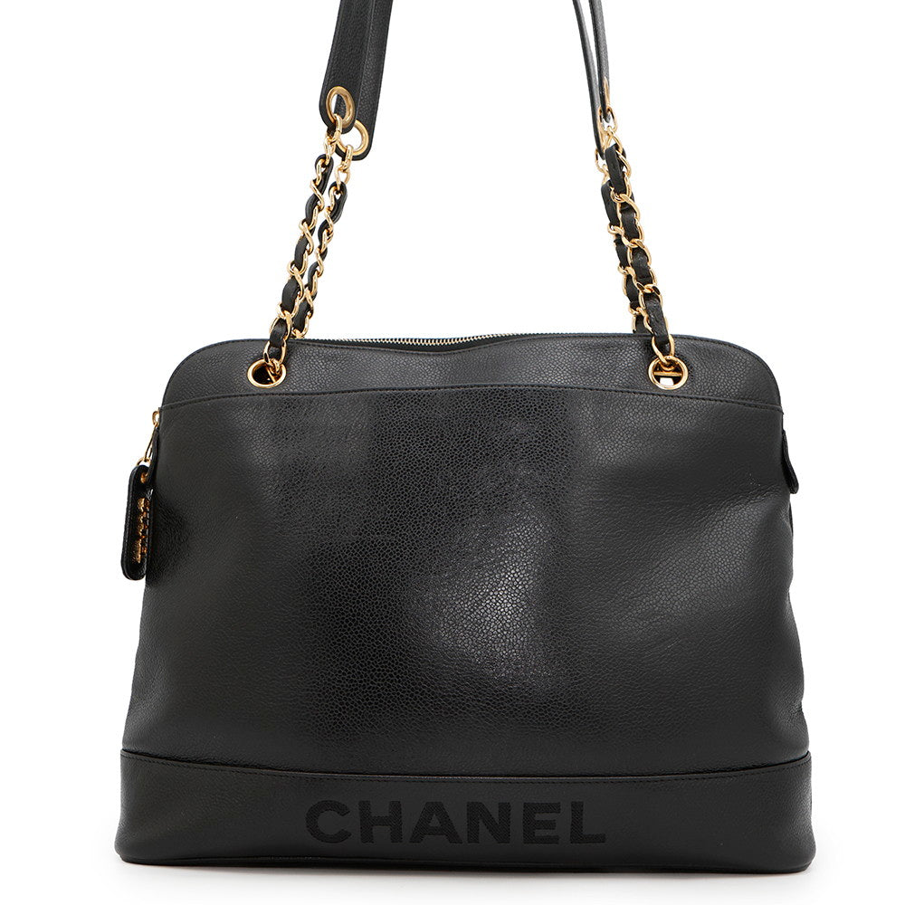 CHANEL ★Logo Chainshoulder Bag BlackA07265 Caviar Leather