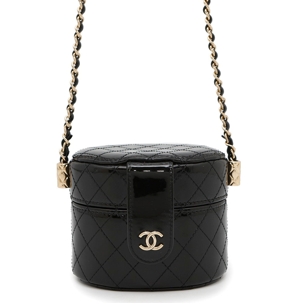 CHANEL Matelasse Mini Chain Vanity BlackAP1616 Patent Leather