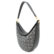 将图像加载到图库查看器中，LOEWE Luna Bag Anagram Shoulder Bag Navy/BlackA923PL9X01 Canvas Leather

