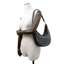 将图像加载到图库查看器中，LOEWE Luna Bag Anagram Shoulder Bag Navy/BlackA923PL9X01 Canvas Leather

