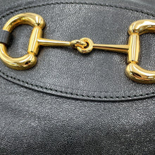 将图像加载到图库查看器中，GUCCI ★Horsebit1955 Drawstring Shoulder Bag Black602089 Leather
