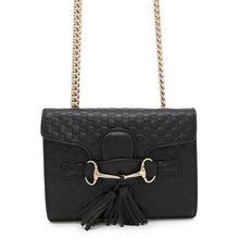 将图像加载到图库查看器中，GUCCI MicroGuccissima Horsebit ChainShoulder Bag Black449636 Leather
