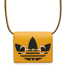 将图像加载到图库查看器中，GUCCI Horsebit Shoulder Wallet Adidas Collaboration Yellow/Black702248 Leather
