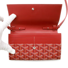 将图像加载到图库查看器中，GOYARD Varenne Shoulder Wallet Red PVC/Leather
