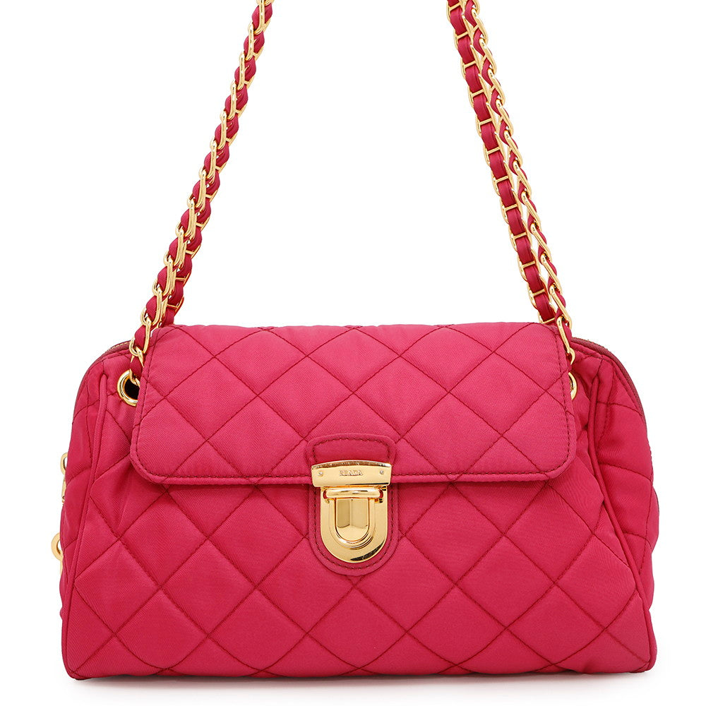 PRADA Quilted ChainShoulder Bag PinkBR4965 Nylon