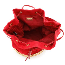 Load image into Gallery viewer, PRADA Drawstring bucket bag Red1BH115 Canvas Raffia
