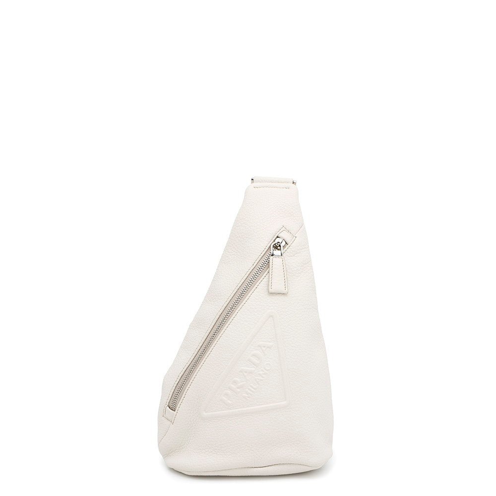 PRADA Triangle Logo Crossbody Bag White2VZ098 Leather