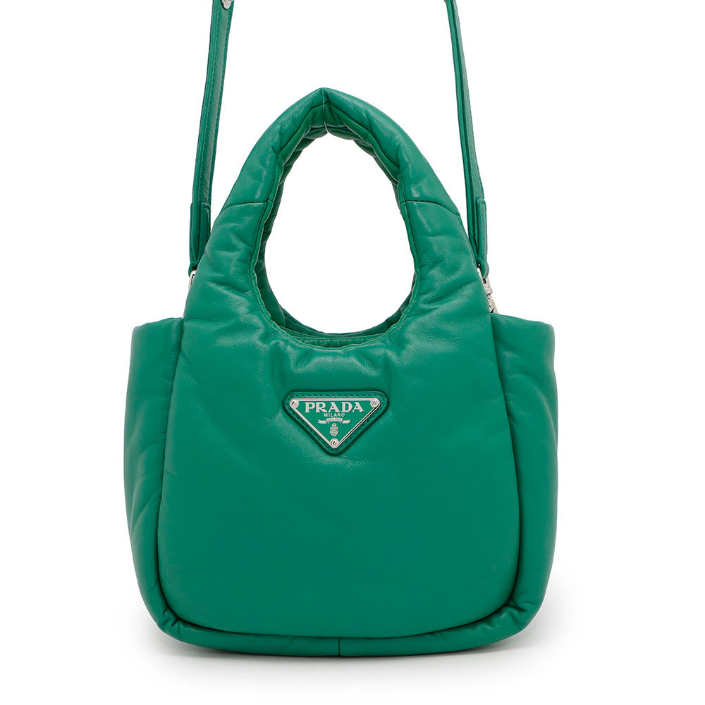 PRADA Logo 2-Way Mini Handbag Green1BA359 Soft Nappa Leather