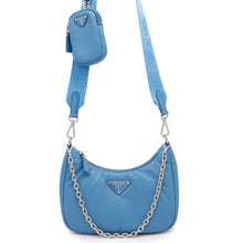 将图像加载到图库查看器中，PRADA Re-Edition2005 Shoulder Bag Light Blue1BH204 Leather
