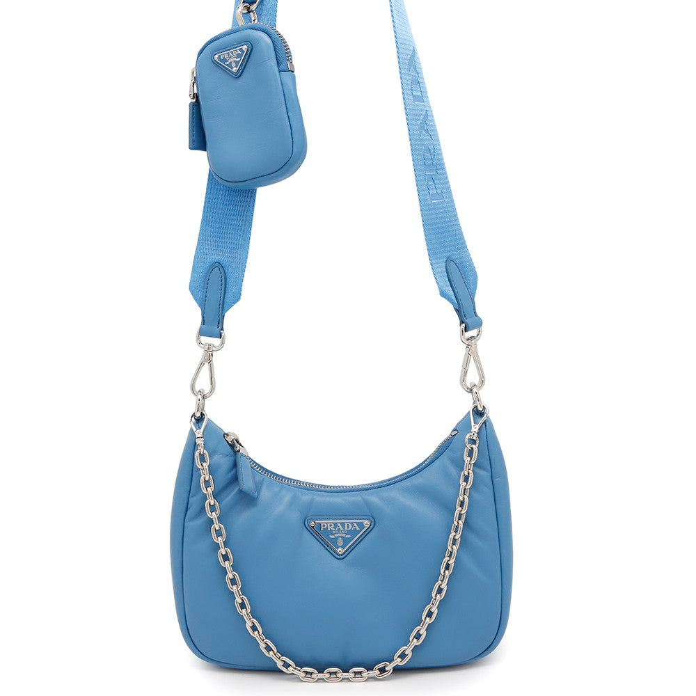 PRADA Re-Edition2005 Shoulder Bag Light Blue1BH204 Leather