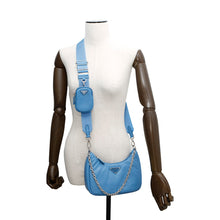将图像加载到图库查看器中，PRADA Re-Edition2005 Shoulder Bag Light Blue1BH204 Leather
