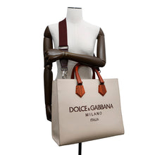 将图像加载到图库查看器中，DOLCE&amp;GABBANA Logo 2-way shopping bag Ivory Leather Size Large
