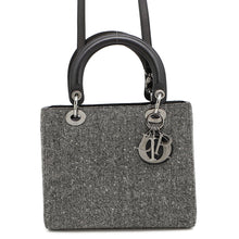 将图像加载到图库查看器中，Dior Lady Dior 2WAY Handbag Gray/Black Canvas Leather Size Medium
