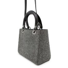 将图像加载到图库查看器中，Dior Lady Dior 2WAY Handbag Gray/Black Canvas Leather Size Medium

