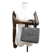 将图像加载到图库查看器中，Dior Lady Dior 2WAY Handbag Gray/Black Canvas Leather Size Medium

