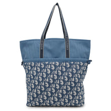 将图像加载到图库查看器中，Dior Oblique Reversible Tote Bag Light Blue Canvas Pile
