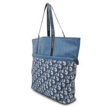 将图像加载到图库查看器中，Dior Oblique Reversible Tote Bag Light Blue Canvas Pile
