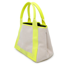 Load image into Gallery viewer, BALENCIAGA Navy Kabas Ivory/Yellow339933 Canvas Leather Size S
