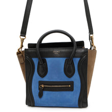 将图像加载到图库查看器中，CELINE Luggage shopper Blue/Beige/Black168243 Suede leather Size Nano
