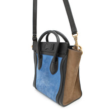 将图像加载到图库查看器中，CELINE Luggage shopper Blue/Beige/Black168243 Suede leather Size Nano
