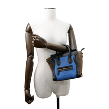 将图像加载到图库查看器中，CELINE Luggage shopper Blue/Beige/Black168243 Suede leather Size Nano
