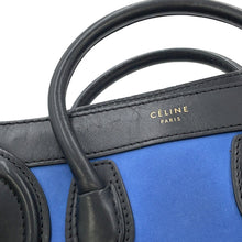 将图像加载到图库查看器中，CELINE Luggage shopper Blue/Beige/Black168243 Suede leather Size Nano

