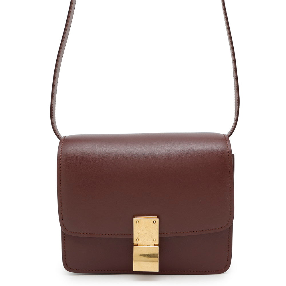 CELINE Classic Box Shoulder Bag Bordeaux189183 Leather Size Small