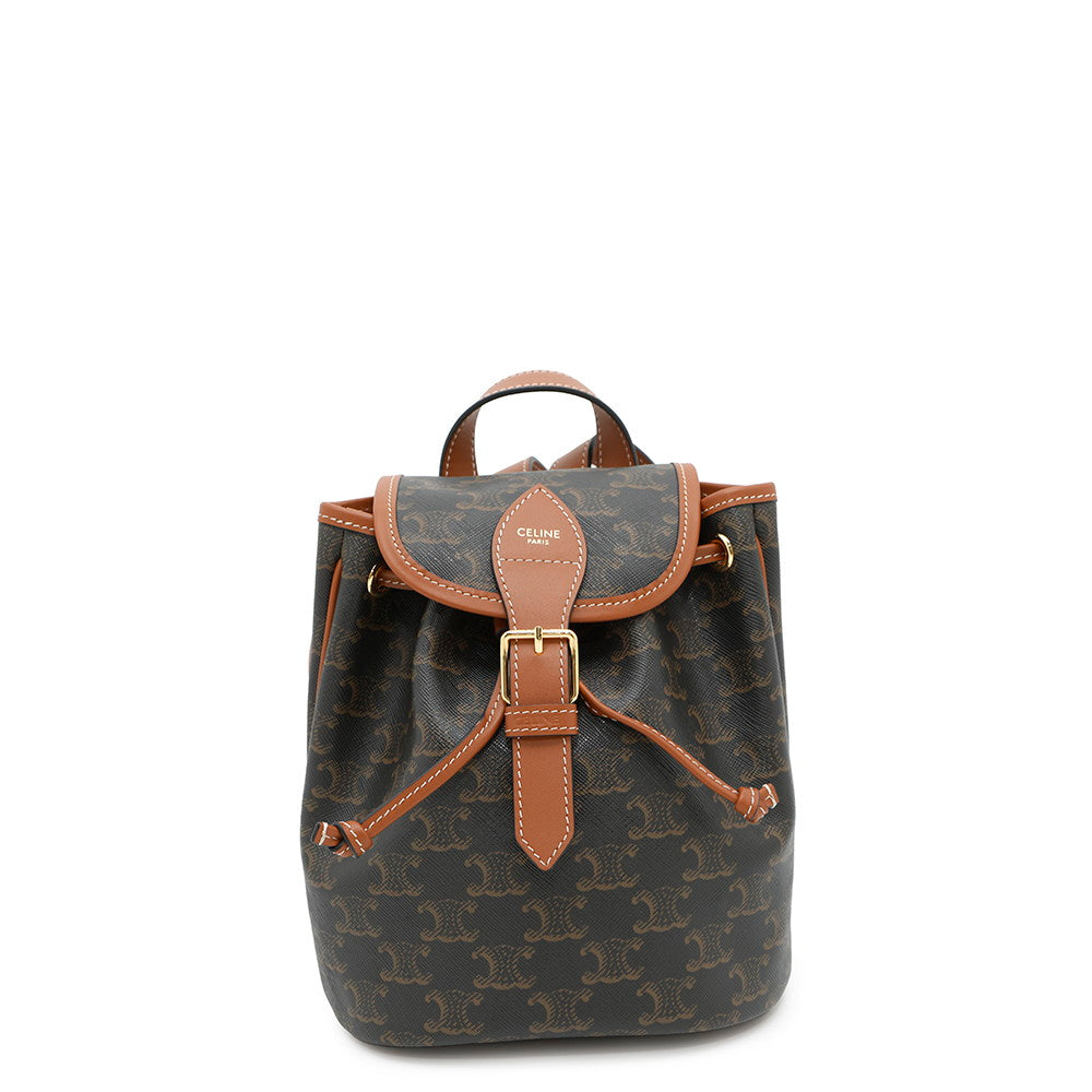 CELINE Triomphe Falco Mini Backpack Tan197662 PVC Calf Leather
