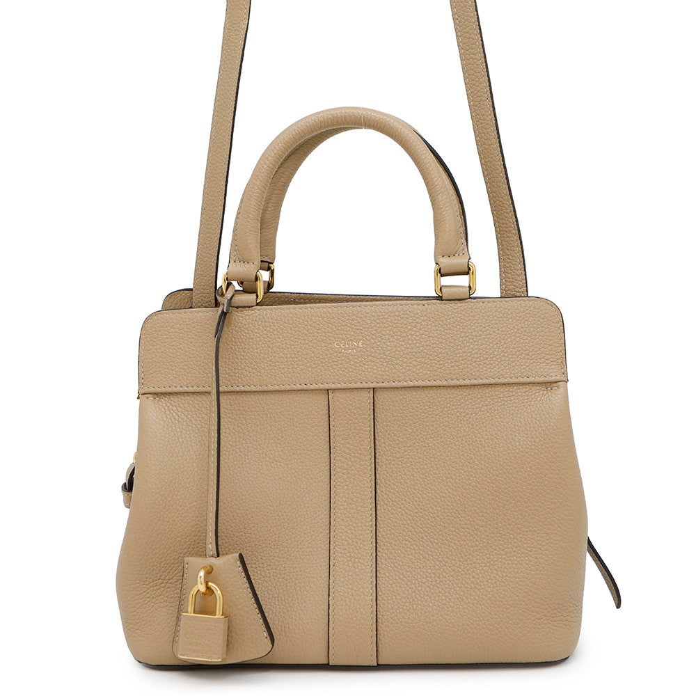 CELINE Cabas de France 2-Way Handbag Beige191963 Leather Size Small