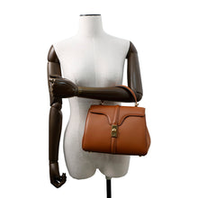 将图像加载到图库查看器中，CELINE 16 SEISE 2WAY Handbag Brown188003 Calf Leather Size Small
