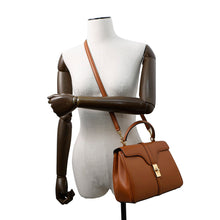将图像加载到图库查看器中，CELINE 16 SEISE 2WAY Handbag Brown188003 Calf Leather Size Small
