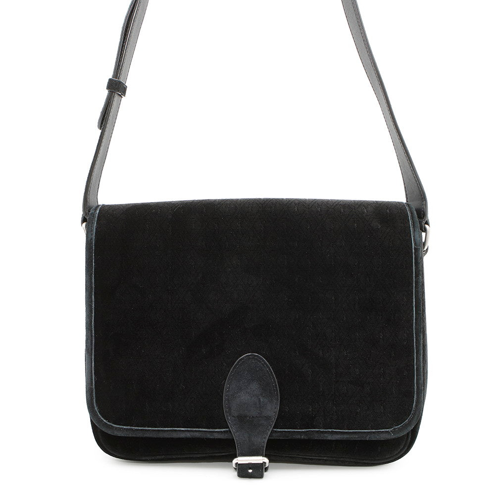 SAINT LAURENT PARIS logo messenger bag Black688253 Velvet Leather