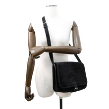 将图像加载到图库查看器中，SAINT LAURENT PARIS logo messenger bag Black688253 Velvet Leather
