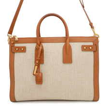 将图像加载到图库查看器中，SAINT LAURENT PARIS Jour 2WAY Tote Bag Beige/Brown683825 Canvas Leather
