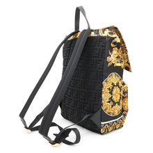 将图像加载到图库查看器中，FENDI Fendace Zucca Backpack Black/Yellow7VZ066 Nylon
