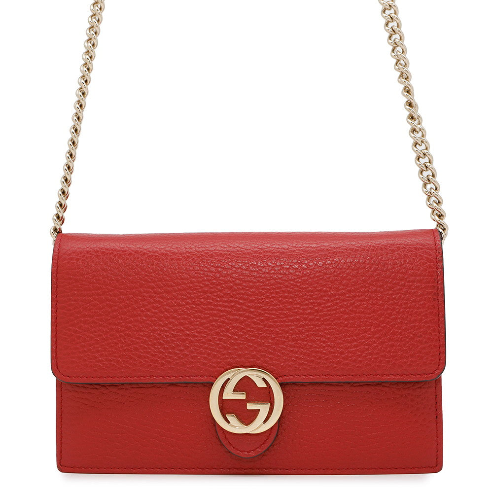 GUCCI Interlocking G Chain Wallet Red510314 Leather