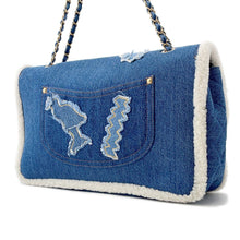 Load image into Gallery viewer, CHANEL Egyptian Line Single Flap Chain Shoulder Blue Denim Mouton

