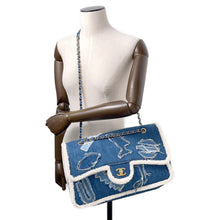Load image into Gallery viewer, CHANEL Egyptian Line Single Flap Chain Shoulder Blue Denim Mouton
