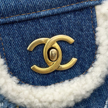 Load image into Gallery viewer, CHANEL Egyptian Line Single Flap Chain Shoulder Blue Denim Mouton
