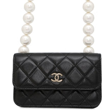 Load image into Gallery viewer, CHANEL Matelasse Pearl Chain Wallet BlackAP1839 Lambskin
