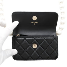 Load image into Gallery viewer, CHANEL Matelasse Pearl Chain Wallet BlackAP1839 Lambskin
