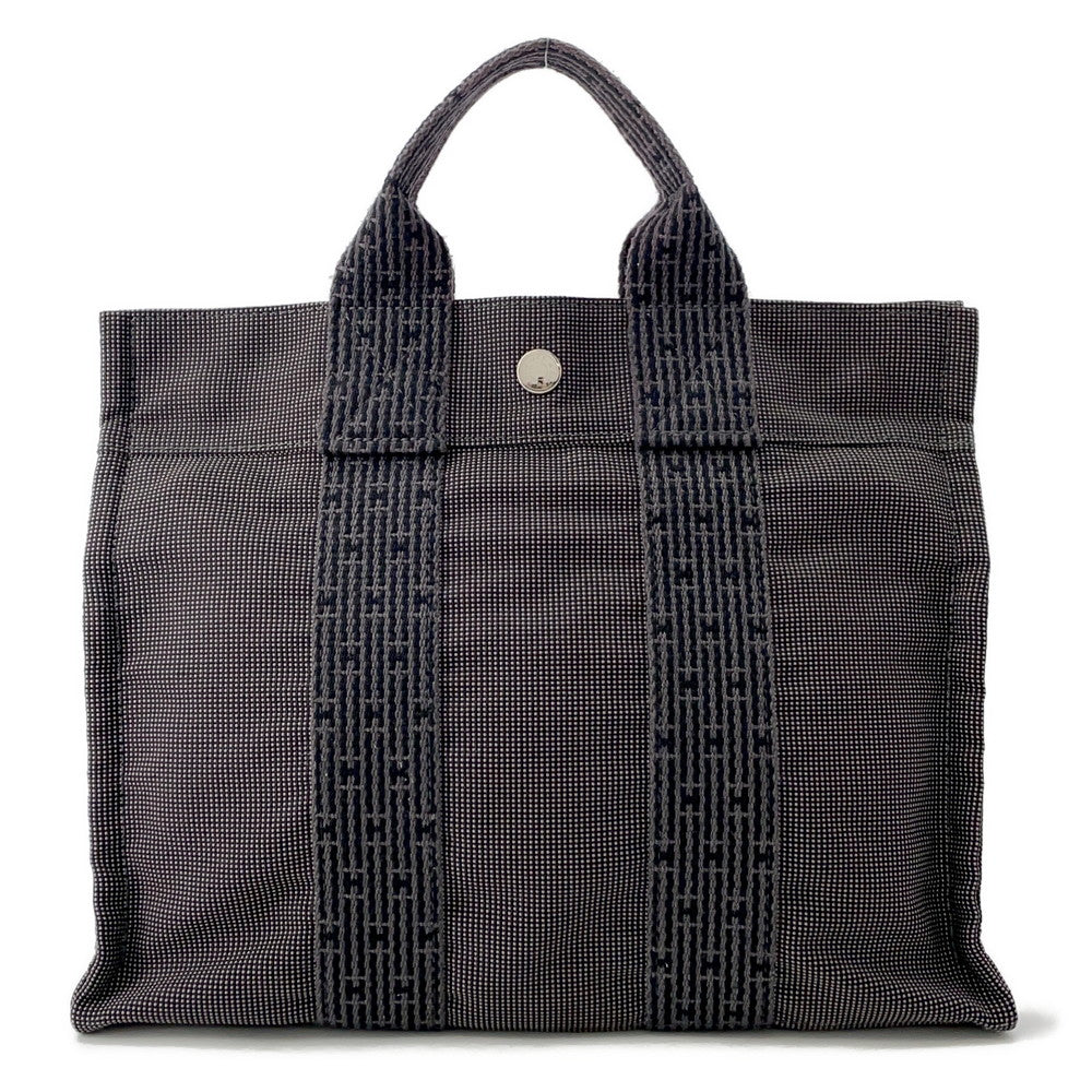 HERMES Her Line Tote Gray Nylon Canvas Size PM