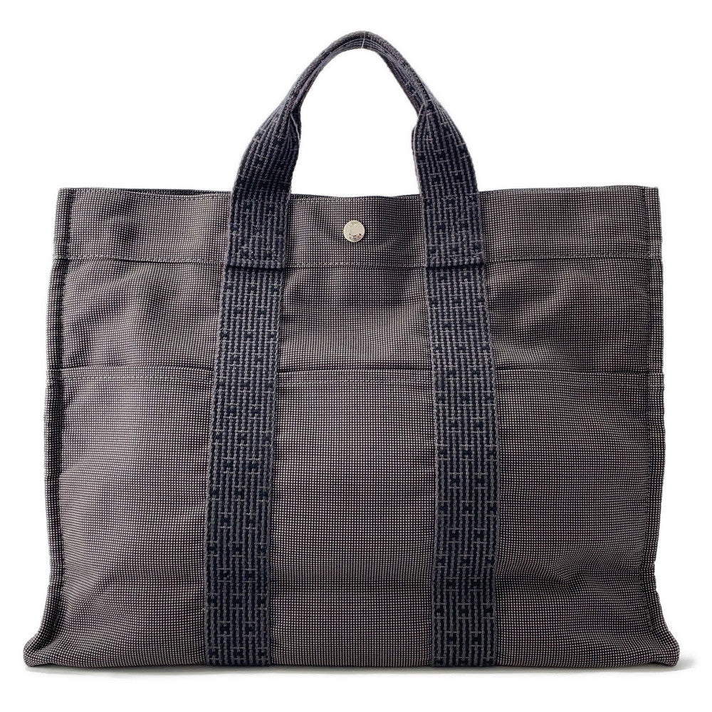 HERMES Her Line Tote Gray Nylon Canvas Size MM
